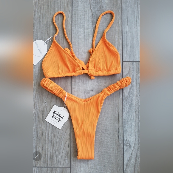Kulani Kinis Other - Kulani Kinis Orange Ribbed Bikini Set